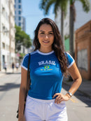 Camiseta do Brasil Bordada BabyLook Feminina
