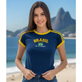Camiseta do Brasil Bordada BabyLook Feminina