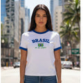 Camiseta do Brasil Bordada BabyLook Feminina