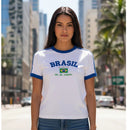 Camiseta do Brasil Bordada BabyLook Feminina