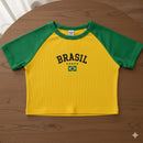 Kit 2 Croppeds e Regatas do Brasil Feminino Manga Curta Babylook