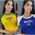 Kit 2 Croppeds e Regatas do Brasil Feminino Manga Curta Babylook