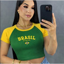 Kit 2 Croppeds e Regatas do Brasil Feminino Manga Curta Babylook