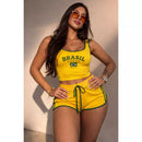Conjunto de Cropped + Short do Brasil