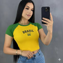 Kit 2 Croppeds e Regatas do Brasil Feminino Manga Curta Babylook