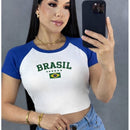 Kit 2 Croppeds e Regatas do Brasil Feminino Manga Curta Babylook