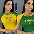 Kit 2 Croppeds e Regatas do Brasil Feminino Manga Curta Babylook