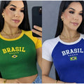 Kit 2 Croppeds e Regatas do Brasil Feminino Manga Curta Babylook