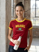 Camiseta do Brasil Bordada BabyLook Feminina