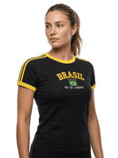 Camiseta do Brasil Bordada BabyLook Feminina