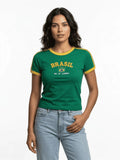 Camiseta do Brasil Bordada BabyLook Feminina