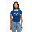 Camiseta do Brasil Bordada BabyLook Feminina
