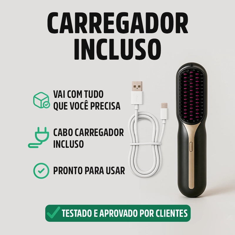 AirGlow - Escova Alisadora Profissional Sem Fio + Brindes Exclusivos