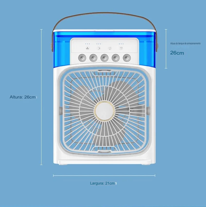 Ventilador Umidificador Portátil c/ Reservatório para Água e Gelo - News™