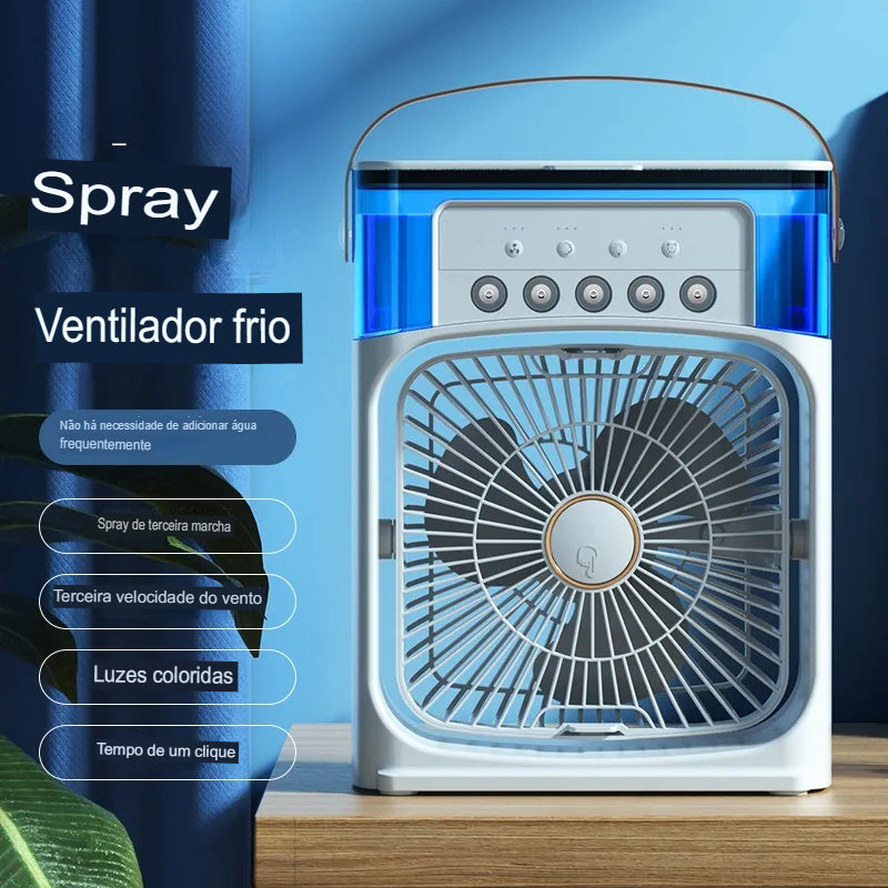 Ventilador Umidificador Portátil c/ Reservatório para Água e Gelo - News™