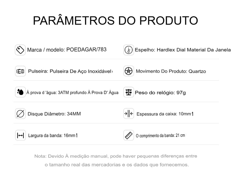 Relógio Poedagar Feminino de Luxo - Á Prova d'água - News™