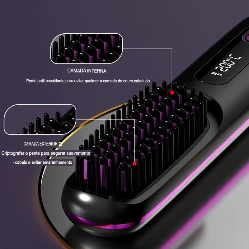 AirGlow - Escova Alisadora Profissional Sem Fio + Brindes Exclusivos