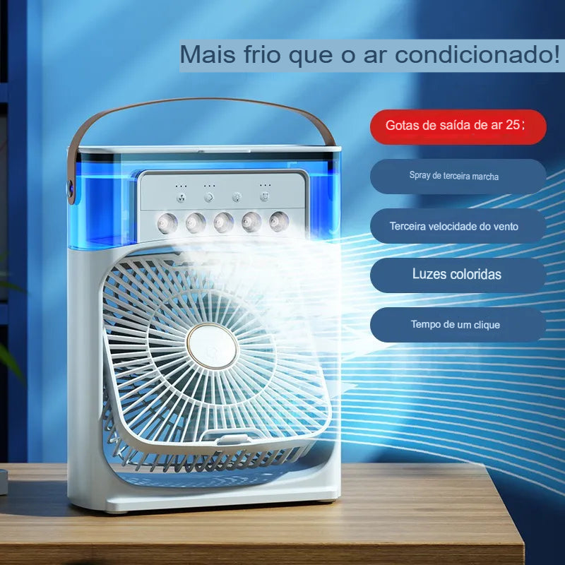 Ventilador Umidificador Portátil c/ Reservatório para Água e Gelo - News™