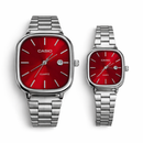 COMPRE 1 e LEVE 2 - Relógios CASIO Vintage Ultra Luxo Casal Red - Resistente à água | Aço Inoxidável + Caixinha CASIO de Brinde