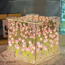 Luminária Cubo de Tulipas 3D LED com Efeito Infinito